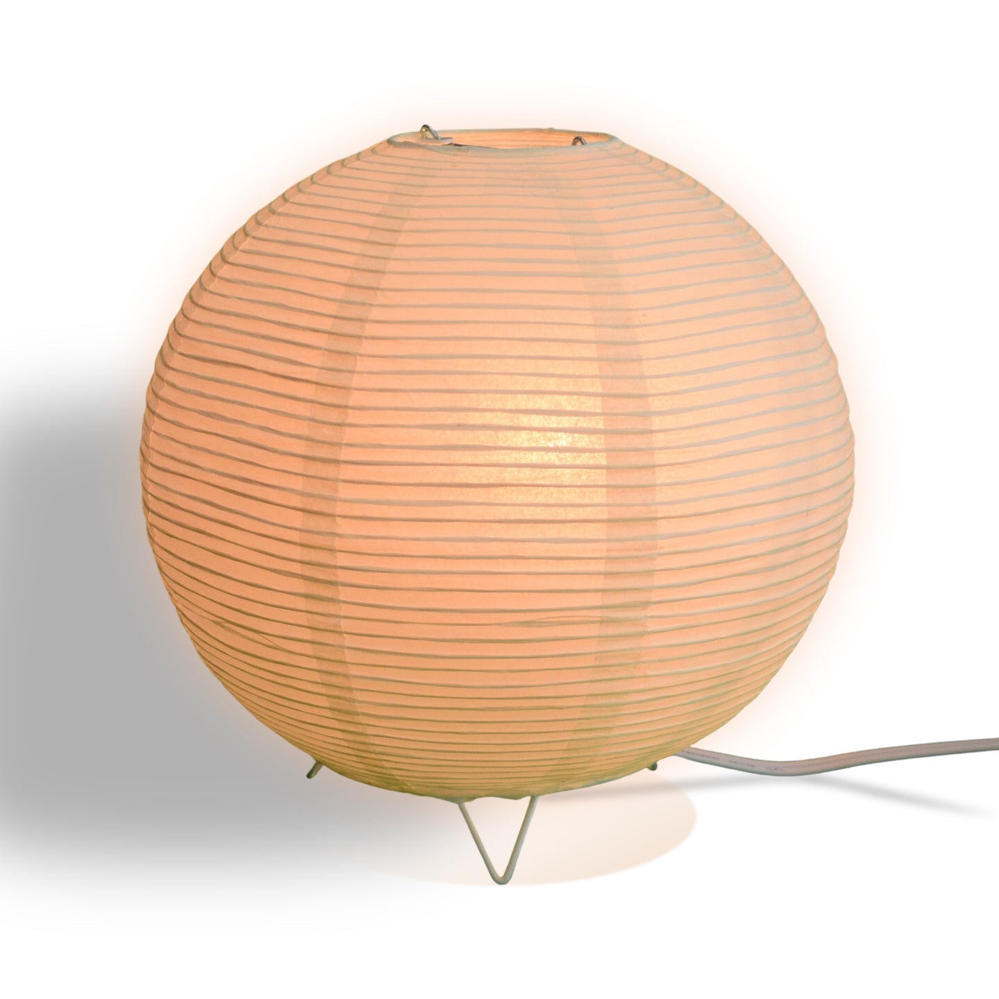 Beige/Ivory Corded Round Table Top Lantern Lamp Kit w/ Light Bulb, Fine Line Paper Moon - PaperLanternStore.com - Paper Lanterns, Decor, Party Lights & More