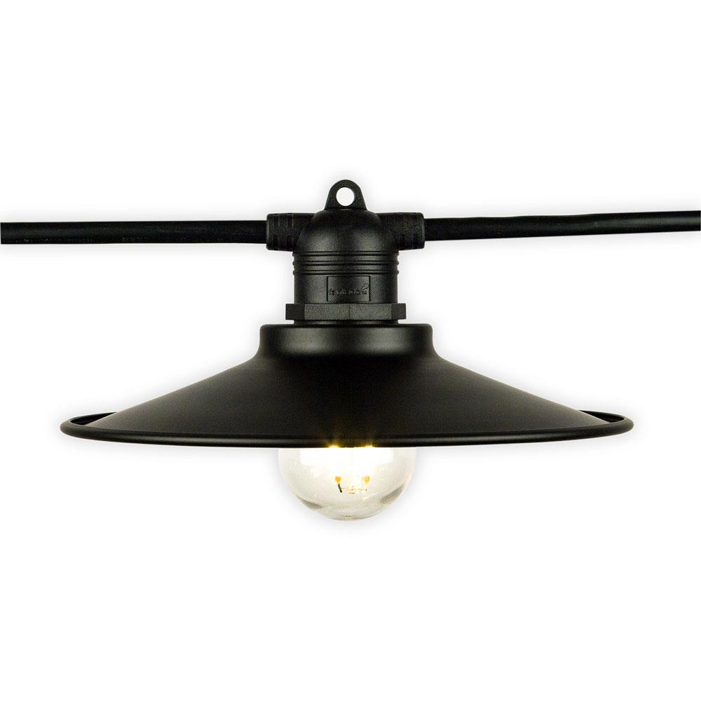 (40 Pack) Classic Metal Patio Light Bulb Shade Cover for Outdoor Commercial String Lights, E26, Black