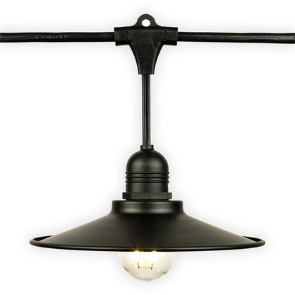 (12 Pack) Classic Metal Patio Light Bulb Shade Cover for Outdoor Commercial String Lights, E26, Black