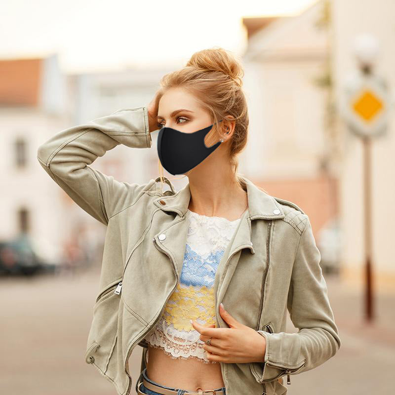 Black Comfortable Face Masks Coverings 3-ply Washable Reusable (7-Pack) - PaperLanternStore.com - Paper Lanterns, Decor, Party Lights & More