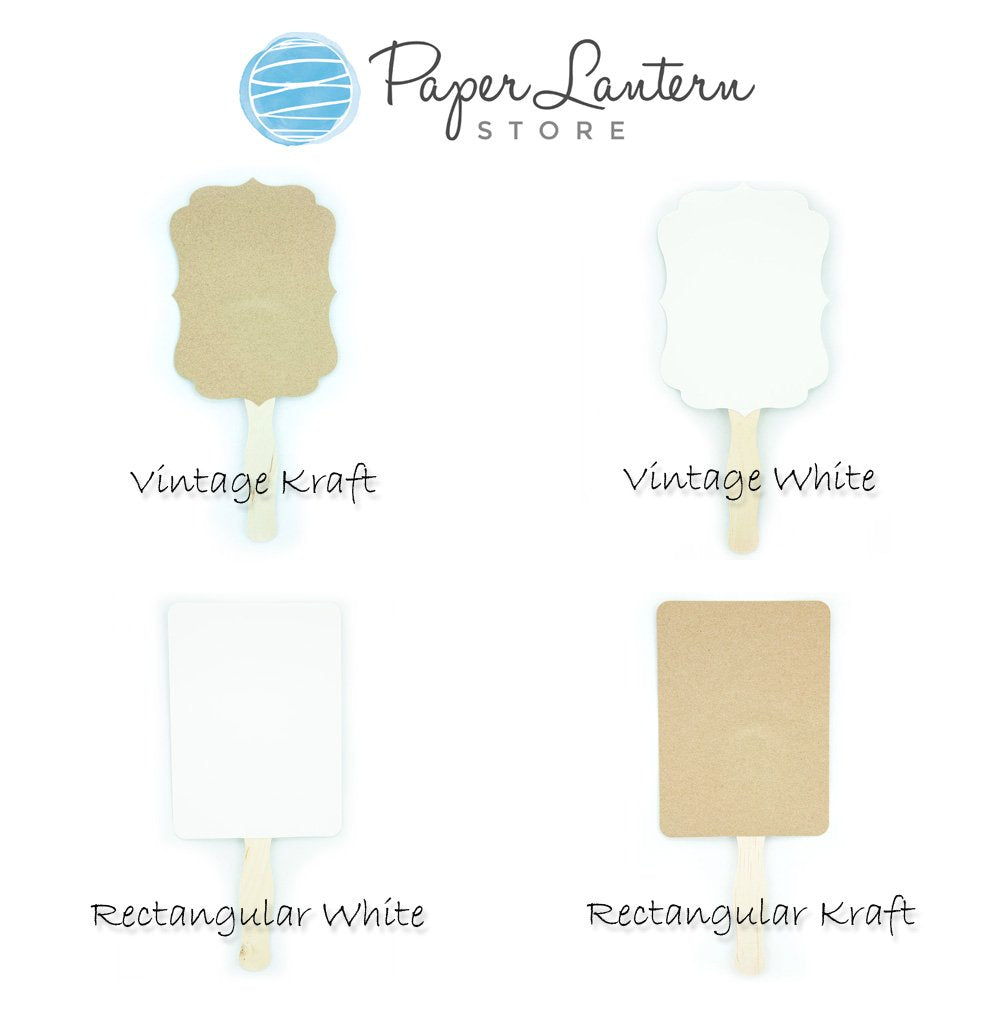 Blank Kraft Vintage Paddle Fans for DIY Wedding Invitations and Programs SINGLE - PaperLanternStore.com - Paper Lanterns, Decor, Party Lights & More