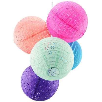6/8/10" White Eyelet Lace Look Round Paper Lanterns, Even Ribbing (3-Pack Cluster) - PaperLanternStore.com - Paper Lanterns, Decor, Party Lights & More