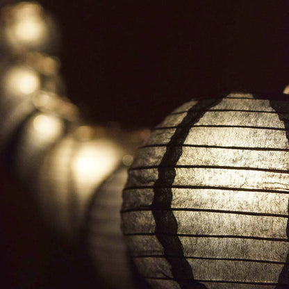 10 Socket Black Round Paper Lantern Party String Lights (4" Lanterns, Expandable) - PaperLanternStore.com - Paper Lanterns, Decor, Party Lights & More