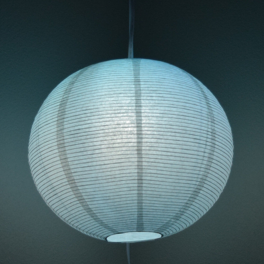 LANTERN + CORD + COLOR BULB | White Fine Line Premium Paper Lantern, Extra Sturdy with Pendant Cord Combo Kit, Switch, E26, Blue Bulb