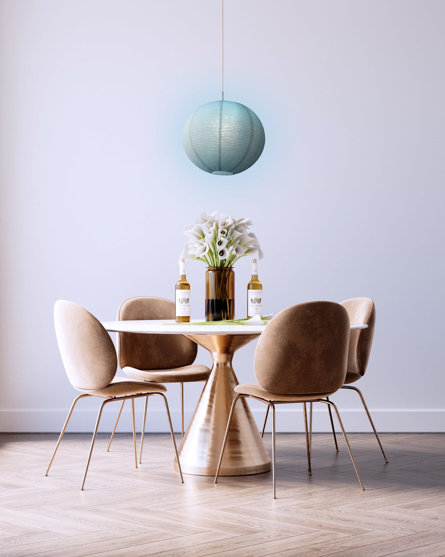 Fine Line Premium Paper Lantern Pendant Light Cord Kit with G50 Blue LED Bulb