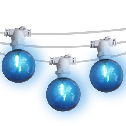 25 Socket Multi-Color Outdoor Commercial String Light Set, 29 FT White Cord w/ 1-Watt Shatterproof LED Bulbs, Weatherproof
