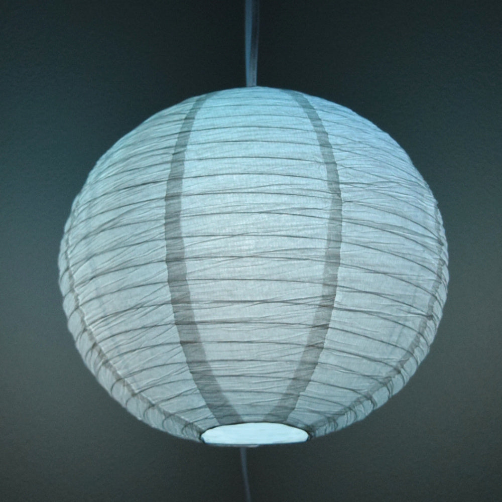 LANTERN + CORD + COLOR BULB | White Crepe Premium Paper Lantern with Pendant Cord Combo Kit, Switch, E26, Blue Bulb