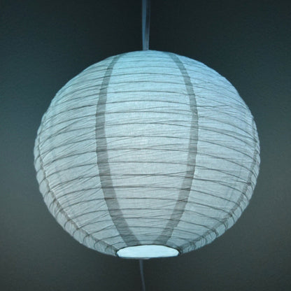 LANTERN + CORD + COLOR BULB | White Crepe Premium Paper Lantern with Pendant Cord Combo Kit, Switch, E26, Blue Bulb