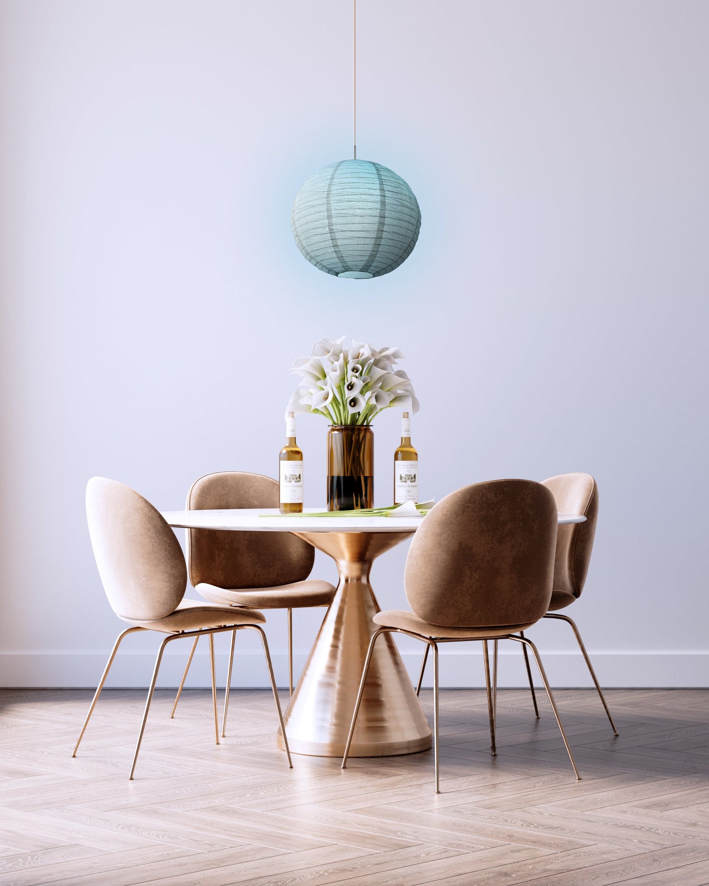 Crepe Premium Paper Lantern Pendant Light Cord Kit with S14 Blue LED Bulb