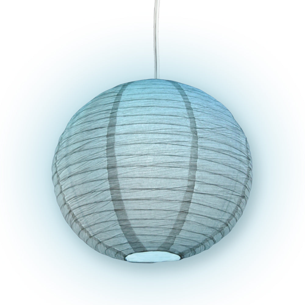 Crepe Premium Paper Lantern Pendant Light Cord Kit with S14 Blue LED Bulb