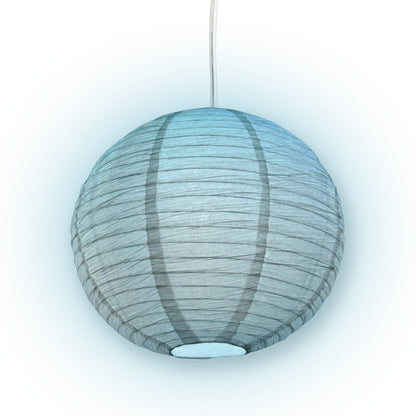 Crepe Premium Paper Lantern Pendant Light Cord Kit with S14 Blue LED Bulb