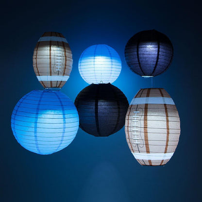 Carolina Pro Football Paper Lanterns 6pc Combo Tailgating Party Pack (Black/Turquoise)  - by PaperLanternStore.com - Paper Lanterns, Decor, Party Lights & More