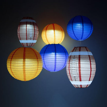 Chicago Pro Football Paper Lanterns 6pc Combo Tailgating Party Pack (Orange/Navy)  - by PaperLanternStore.com - Paper Lanterns, Decor, Party Lights & More