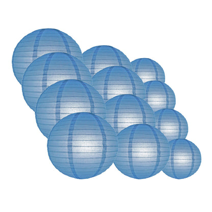 12-PC Astra Blue / Very Periwinkle Paper Lantern Chinese Hanging Wedding & Party Assorted Decoration Set, 12/10/8-Inch - PaperLanternStore.com - Paper Lanterns, Decor, Party Lights & More