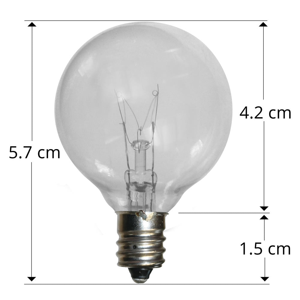 Clear 5-Watt Incandescent G40 Globe Light Bulbs, E12 Base (25 PACK) - PaperLanternStore.com - Paper Lanterns, Decor, Party Lights & More