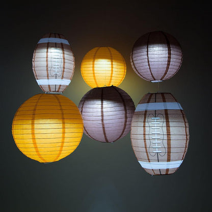 Cleveland Pro Football Paper Lanterns 6pc Combo Tailgating Party Pack (Brown/Orange) - by PaperLanternStore.com - Paper Lanterns, Decor, Party Lights & More