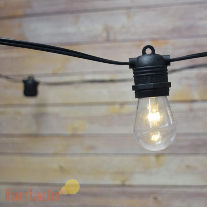 24 Socket Outdoor Commercial String Light Set, Shatterproof LED Light Bulbs Warm White, 54 FT Black Cord, Weatherproof - PaperLanternStore.com - Paper Lanterns, Decor, Party Lights & More