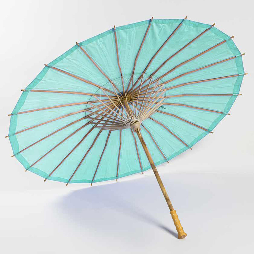 BULK PACK (6-Pack) 32" Cool Mint Green Paper Parasol Umbrella with Elegant Handle