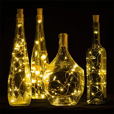 3 Pack | 3Ft Battery Powered 20 LED Warm White Cork Wine Bottle Lights DIY Fairy String Lights Table Centerpiece Decoration