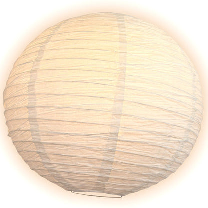 16 Inch White Round Crepe Paper Lantern, Even Ribbing, Chinese Hanging Wedding & Party Decoration - Luna Bazaar | Boho & Vintage Style Decor