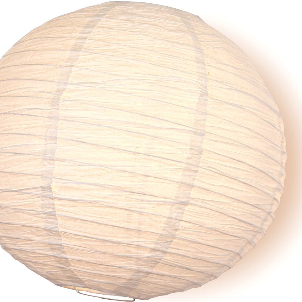 12" White Round Crepe Paper Lantern, Even Ribbing, Chinese Hanging Wedding & Party Decoration