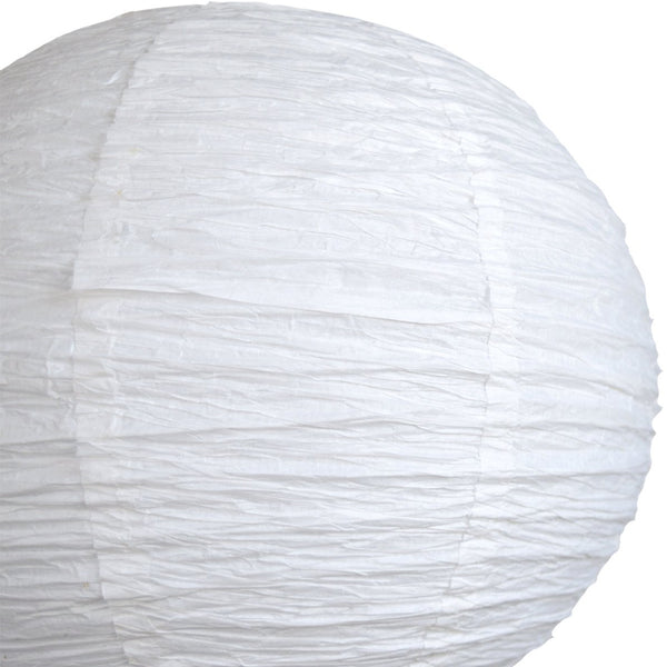 20" White Round Crepe Paper Lantern, Even Ribbing, Chinese Hanging Wedding & Party Decoration