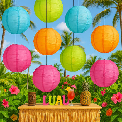 Tropic Garden Crisscross Paper Lantern Combo Variety Set (12 PACK)