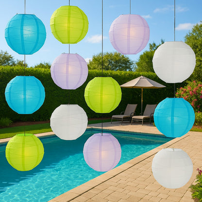 Ocean Breeze Crisscross Paper Lantern Combo Variety Set (12 PACK)
