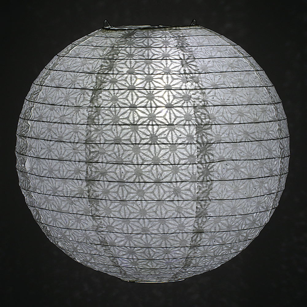 BULK PACK (3) 12" White Daisy Japanese Kozo Unryu Fibrous Paper Lantern Shade, Hanging Decoration - PaperLanternStore.com - Paper Lanterns, Decor, Party Lights & More