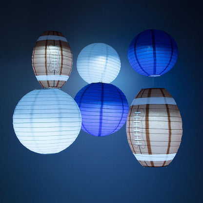 Dallas Pro Football Paper Lanterns 6pc Combo Tailgating Party Pack (Blue/White)  - by PaperLanternStore.com - Paper Lanterns, Decor, Party Lights & More
