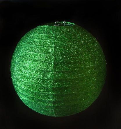 Gold and Green Glitter Holiday Party Pack Even Ribbing Paper Lantern Combo Set (12 pc Set)