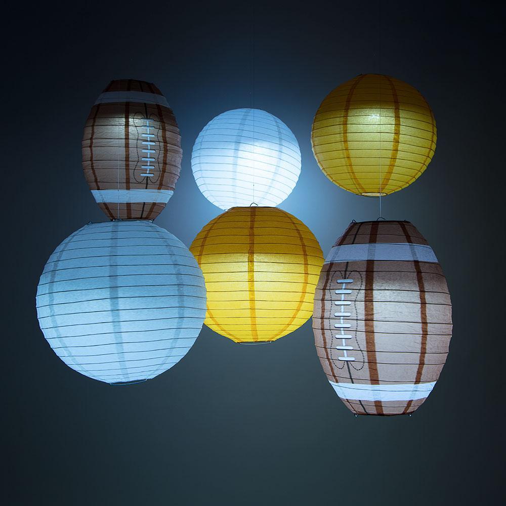 Denver Pro Football Paper Lanterns 6pc Combo Tailgating Party Pack (Orange / White)  - by PaperLanternStore.com - Paper Lanterns, Decor, Party Lights & More