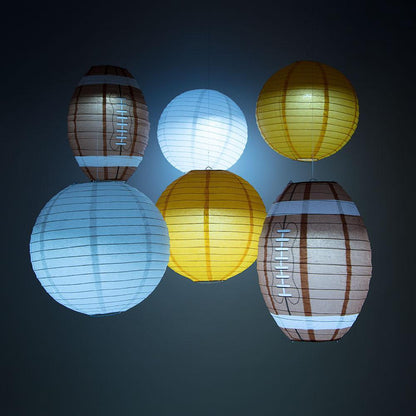 Denver Pro Football Paper Lanterns 6pc Combo Tailgating Party Pack (Orange / White)  - by PaperLanternStore.com - Paper Lanterns, Decor, Party Lights & More