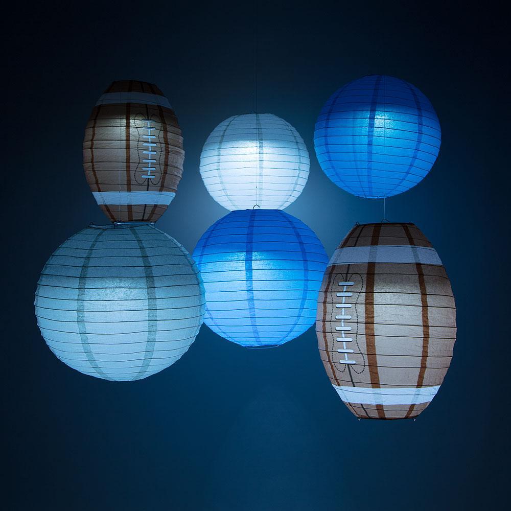 Detroit Pro Football Paper Lanterns 6pc Combo Tailgating Party Pack (Turquoise/Grey)  - by PaperLanternStore.com - Paper Lanterns, Decor, Party Lights & More