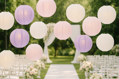 Dream Wedding Even Ribbing Paper Lantern Combo Variety Set (12 PACK)