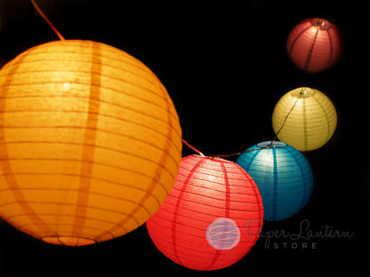 12" Easter / Baby Shower Vibrant Lantern String Light COMBO Kit (21 FT) - PaperLanternStore.com - Paper Lanterns, Decor, Party Lights & More