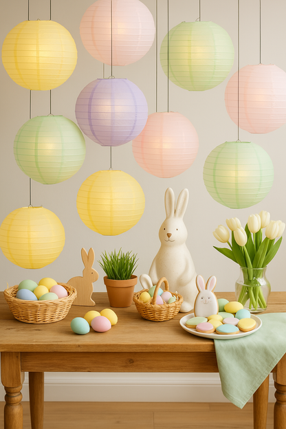 Pastel Glow Easter Paper Lantern Combo Variety Set (12 PACK)