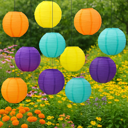 Electric Vibes Crisscross Paper Lantern Combo Variety Set (12 PACK)