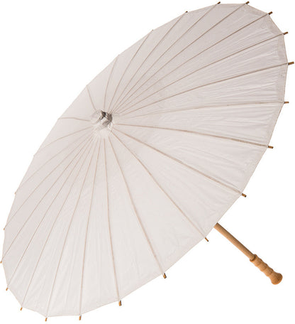 BULK PACK (10) 32" Wedding White Paper Parasol Umbrellas with Elegant Handle - PaperLanternStore.com - Paper Lanterns, Decor, Party Lights & More