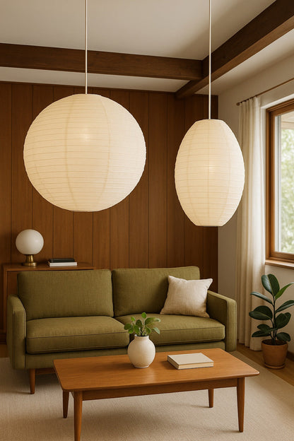 Kawaii Shaped Linen Fabric Lantern Lampshade, Handcrafted, Durable, White Beige (16"W x 20"H)