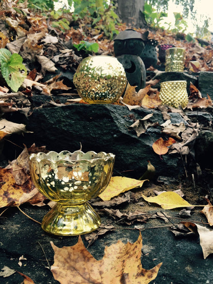 Vintage Mercury Glass Vase and Candle Holder (3.25-Inches, Small Josephine Design, Gold) - Use with Tea lights - for Home Décor, Parties and Weddings - PaperLanternStore.com - Paper Lanterns, Decor, Party Lights & More