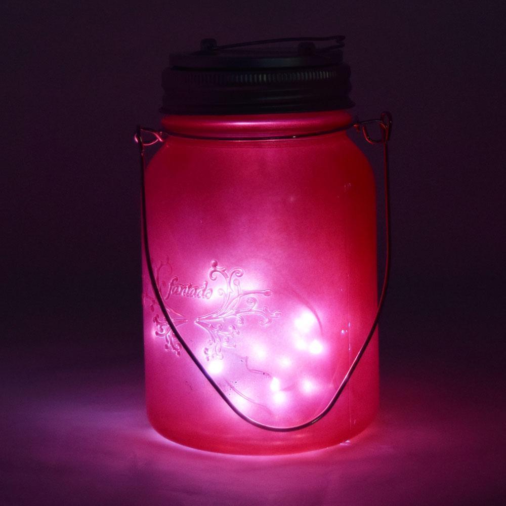 BLOWOUT (6-Pack) Fantado Regular Mouth Frosted Fuchsia / Hot Pink Color Mason Jar w/ Handle, 16oz / 1 Pint - PaperLanternStore.com - Paper Lanterns, Decor, Party Lights & More
