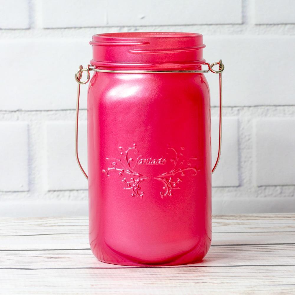 BLOWOUT (6-Pack) Fantado Wide Mouth Frosted Fuchsia / Hot Pink Mason Jar w/ Handle, 32oz - PaperLanternStore.com - Paper Lanterns, Decor, Party Lights & More