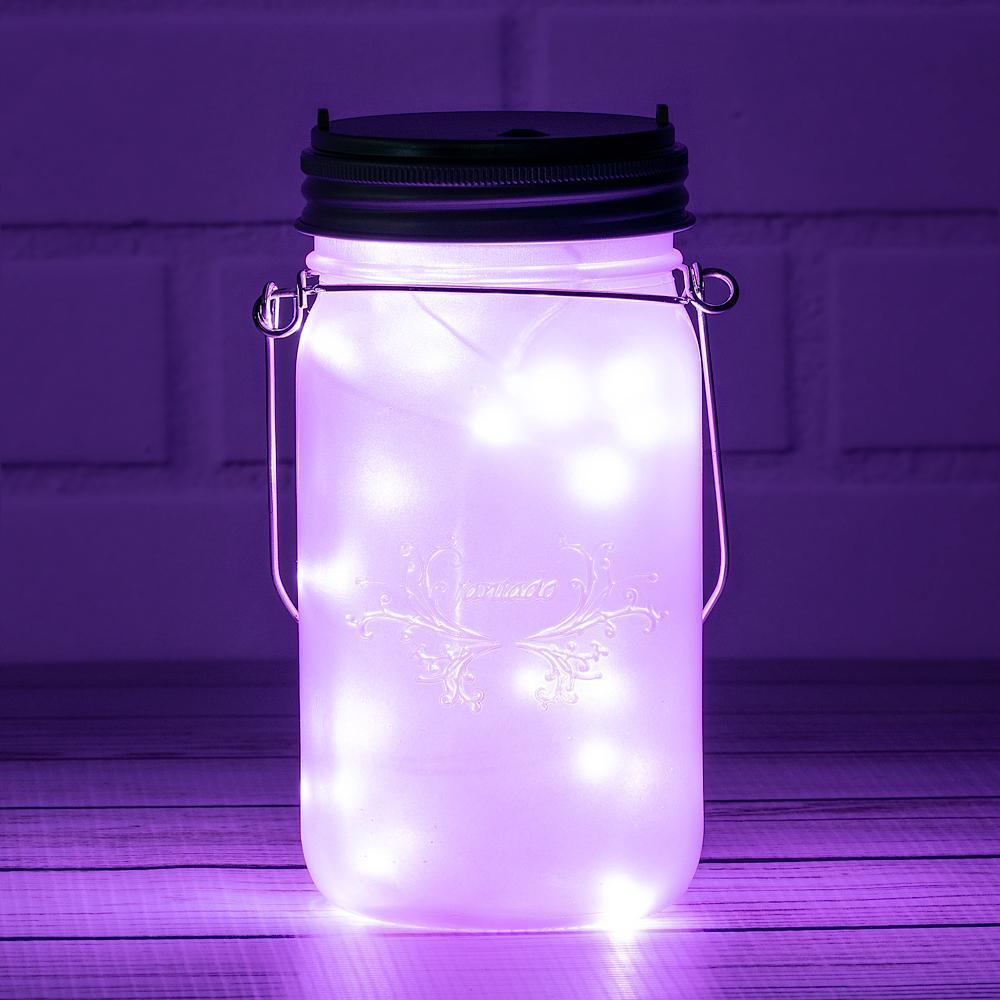 BLOWOUT (6-Pack) Fantado Wide Mouth Frosted Lavender Mason Jar w/ Handle, 32oz - PaperLanternStore.com - Paper Lanterns, Decor, Party Lights & More