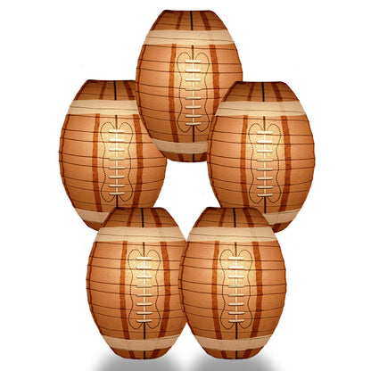 5 PACK | Football Paper Lantern Shaped Sports Hanging Decoration - PaperLanternStore.com - Paper Lanterns, Decor, Party Lights & More