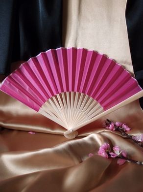 BULK PACK (50) 9" Fuchsia / Hot Pink Silk Hand Fans for Weddings - PaperLanternStore.com - Paper Lanterns, Decor, Party Lights & More