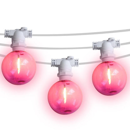 50 Socket Multi-Color Socket Outdoor Commercial String Light Set, 54 FT White Cord w/ 1-Watt Shatterproof LED Bulbs, Weatherproof SJTW