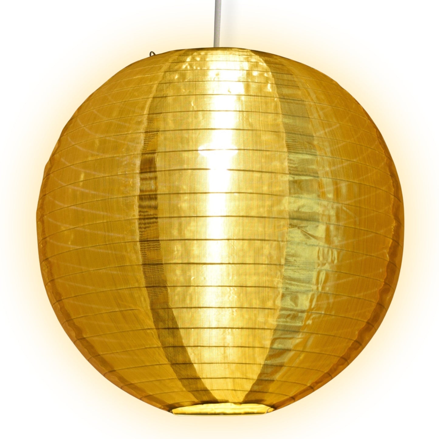 10 Inch Gold Shimmering Nylon Lantern, Even Ribbing, Durable, Hanging