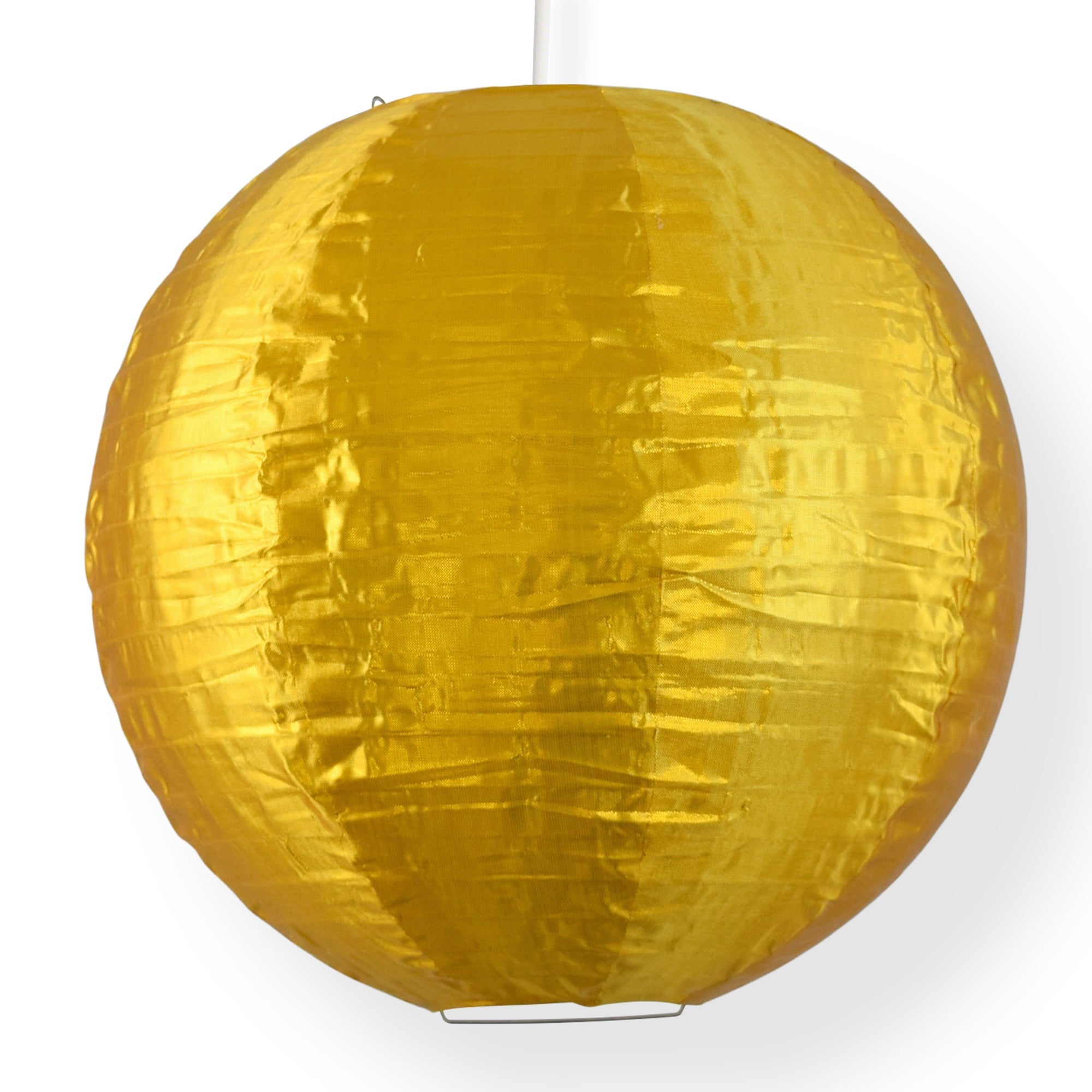 18 Inch Gold Shimmering Nylon Lantern, Even Ribbing, Durable, Hanging