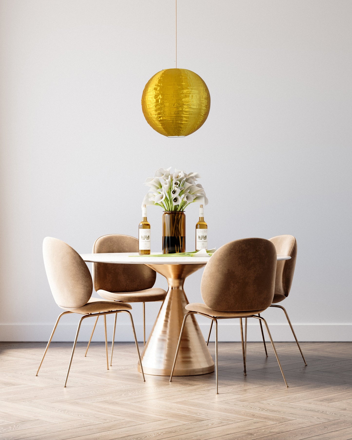 10 Inch Gold Shimmering Nylon Lantern, Even Ribbing, Durable, Hanging